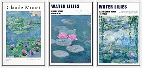 MUDECOR Framed Wall Art Print Set Water Lilies by Claude Monet Nature by MUDECOR