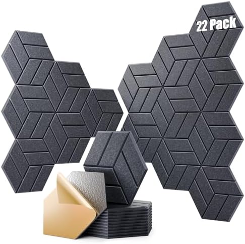 22Pcs Acoustic Panels with Self-adhesive, Hexagonal Soundproof Wall Panels High by OTUOER