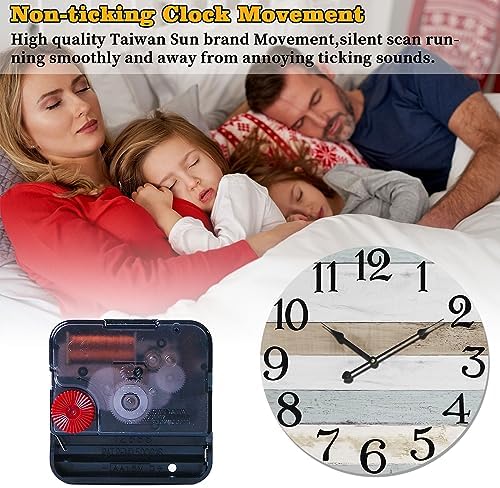 24 Inch Wall Clock Wood Round Silent Non-Ticking Clock - Image 6