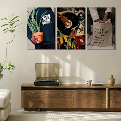 Patto Black Men Canvas Wall Art Set of 3 Fashion African American Black Man - Image 2