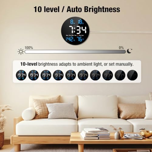 10 Inch Large Digital Wall Clock, LED Round Electric Clocks - Image 7