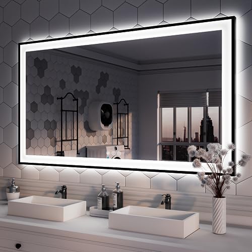 ISKM 55x30 Framed LED Bathroom Mirror, Dimmable Front & Backlit by ISKM-IStillKeepMovin