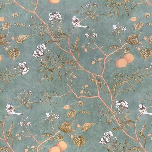 Laatse Vintage Bird Floral Wallpaper Peel and Stick 17.5" x 197" by Laatse