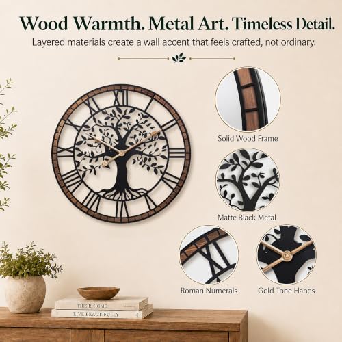 16 Inch Roman Numerals Tree Wall Clock - Image 5