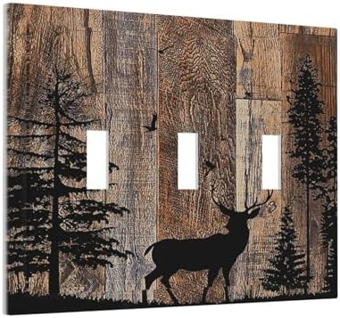 Decorative Switch Plates Rustic Forest Antler Elk Deer Silhouettes Animals Wood - Image 2