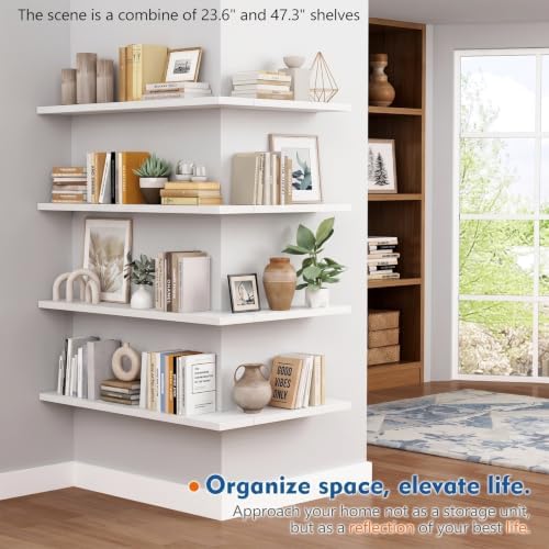 White Floating Shelves 48 inch Long, Large Wall Shelf - Image 7