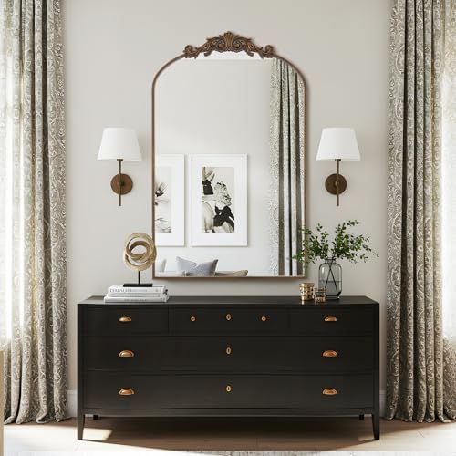 Filigree Arched Wall Mirror 26"x38" Retro Wall-Mounted Mirror - Image 6