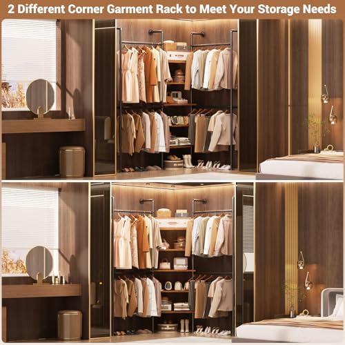 Aheaplus Industrial Pipe Clothing Rack, 6.42FT Closet Organizer System - Image 4