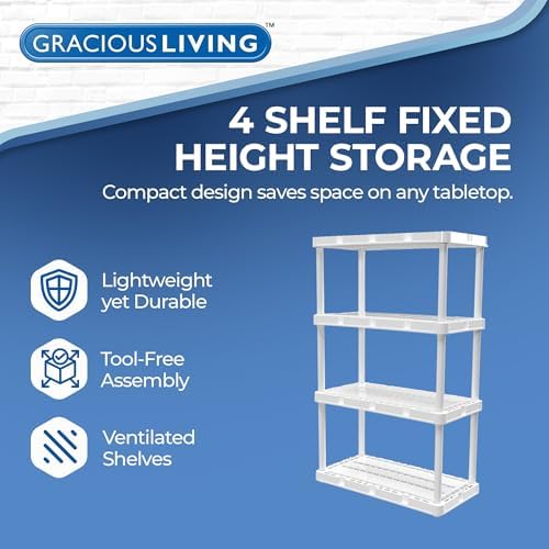 Gracious Living Knect-A-Shelf 4-Shelf Plastic Storage Unit & Rack - Image 4