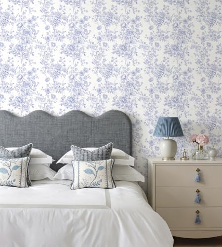 Blue Floral Peel and Stick Wallpaper - Image 6