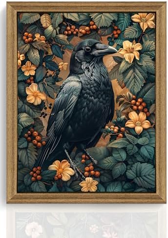 ICHZUMW Framed William Morris Raven Dark Academia Canvas Wall Art 8x10 In by Unknown