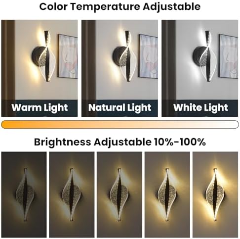 LED Wall Sconces Set of Two Battery Operated, 5000mAh USB Rechargeable Black - Image 5