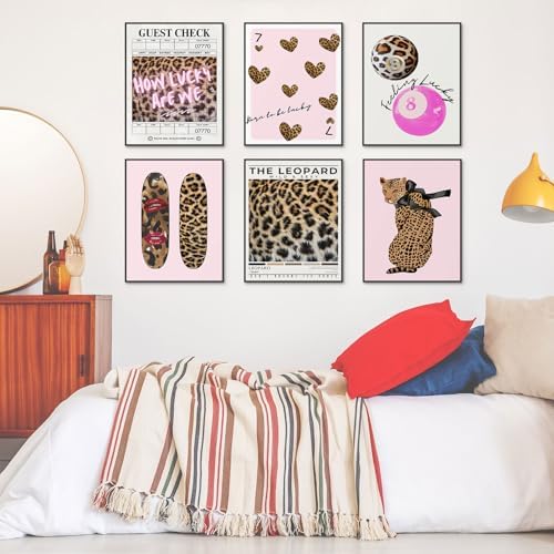 Habseligkeit Pink Leopard Print Wall Art, Preppy Wall Decors - Image 2
