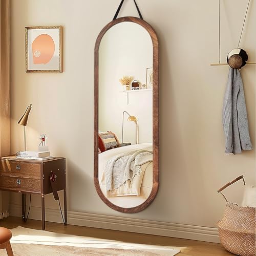 48x16in Oval Full Length Mirror Solid Wood Frame - Image 6