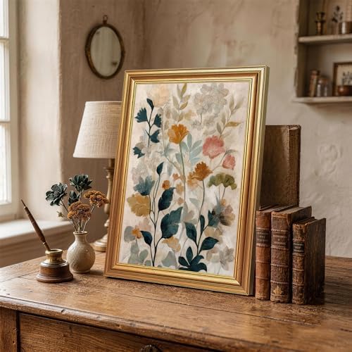 EJPFOGV Vintage Boho Floral Botanical Framed Canvas Wall Art 12x16 inches - Image 5