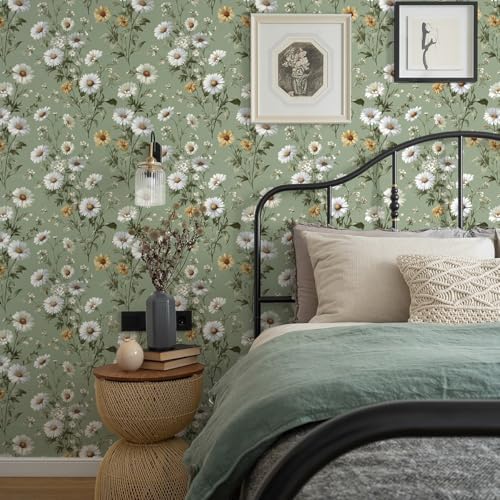 Livebor Floral Peel and Stick Wallpaper Green Wallpaper 16.9in x196.8in - Image 2