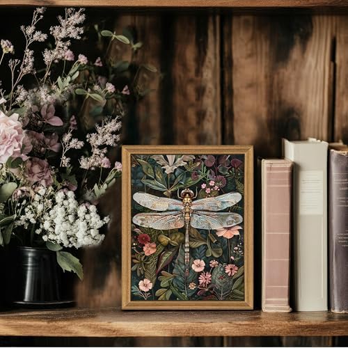 ICHZUMW Framed William Morris Vintage Dragonfly Canvas Wall Art 8x10 In - Image 2