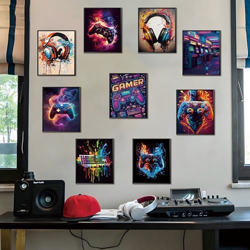 ARKZSHO Cool Game Canvas Posters Wall Art Set of 9, Retro Video Gamer - Image 6