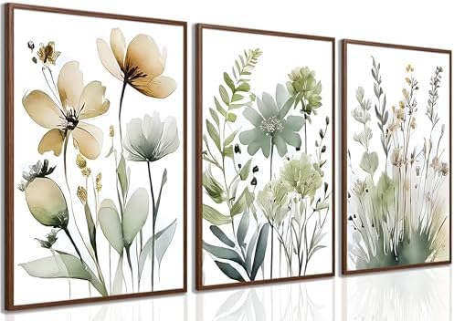 tgguytiy Sage Green Botanical Posters Set of 3 – Boho Floral Wall Art Prints by Unknown