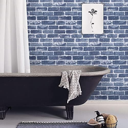 Timeet Brick Wallpaper Peel and Stick Wallpaper Blue Self-Adhesive Contact - Image 2