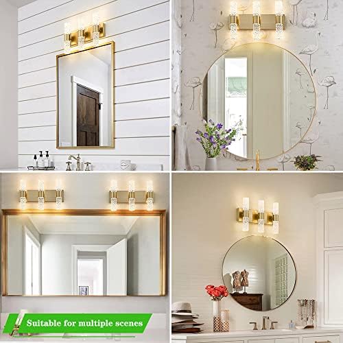 Gold Bathroom Light Fixture, Modern Brushed Vanity Light - Image 3