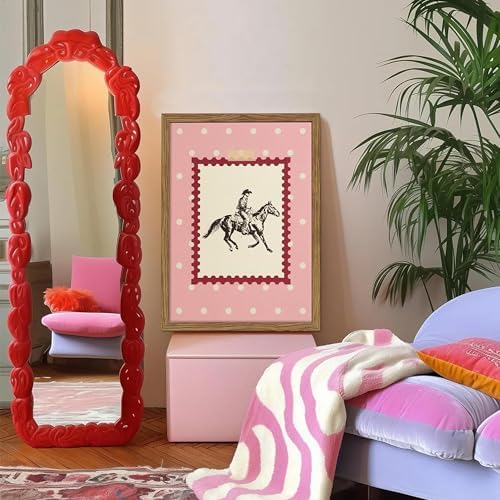 Framed Vintage Western Cowboy Wall Art, Retro Postage Stamp Horse Riding Canvas - Image 6