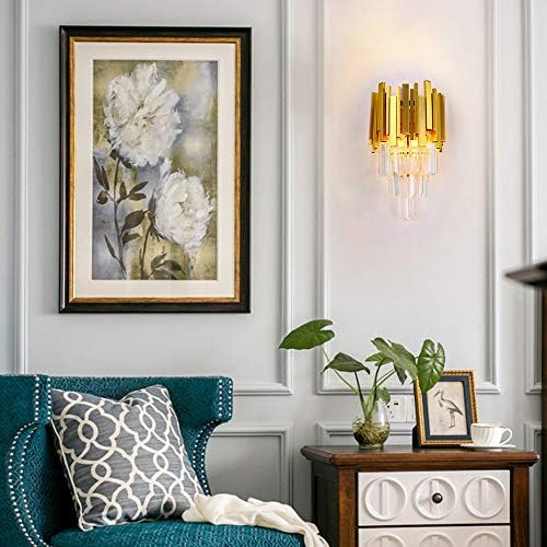 FRIXCHUR Gold Crystal Wall Sconce, Small E12 Wall Light - Image 4