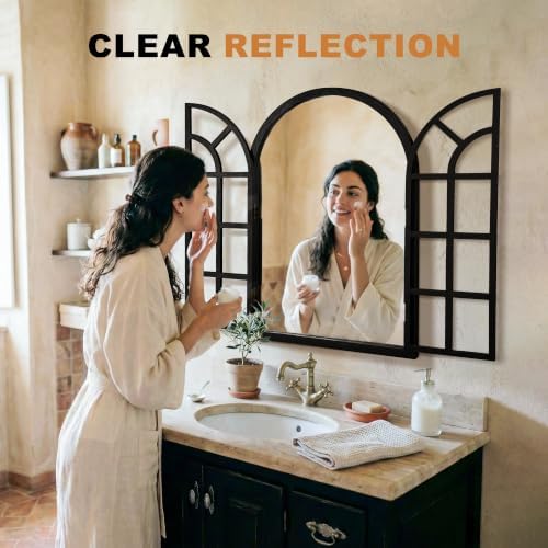 Arched Wall Mirror with Windowpane - Image 3