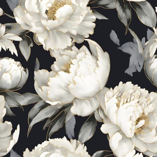 ILHIIOR Black/White Floral Peel and Stick Wallpaper 17.5 x 78 Inches by ILHIIOR