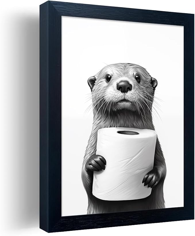 Framed Animal Bathroom Wall Art, Funny Bathroom Wall Decor, Toilet Paper in by Melpa+Art
