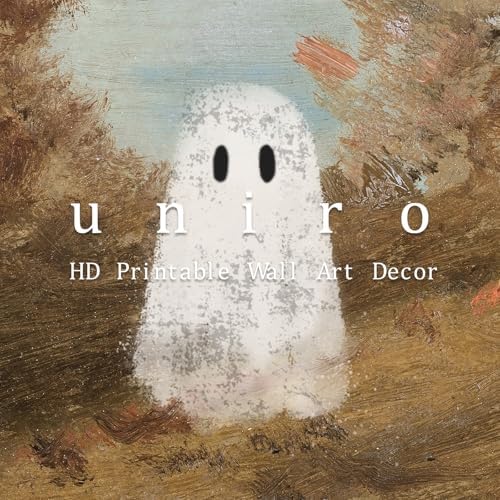 uniro Retro Cute Ghots Wall Art Cute Ghost in Field Pictures Wall Decor Moody - Image 7