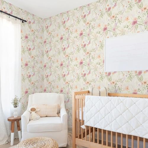Dimoon Floral Peel and Stick Wallpaper Beige Boho Neutral Cottage Contact Paper - Image 5