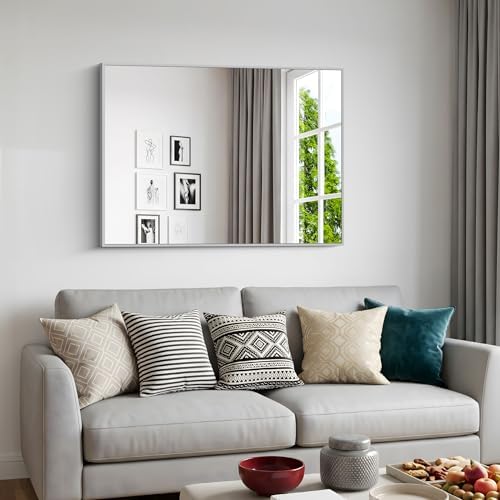 BONEWEI Silver Bathroom Mirror, 30x42 inch Wall Mirror - Image 4