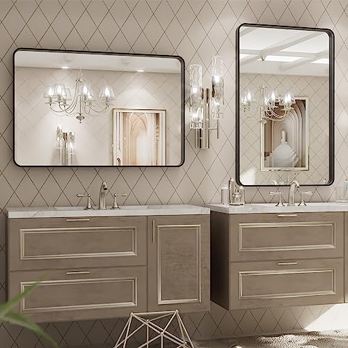 LOAAO 20X28 Inch Black Metal Framed Bathroom Mirror - Image 4