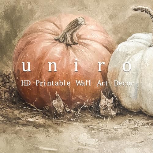 uniro Rustic Autumn Pumpkin Painting Wall Art, Pumpkin Still Life Painting - Image 6