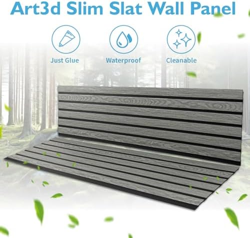Art3d Six-Grid Design Slim Slat Wall Panel, 104 x 12 Inch - Image 5