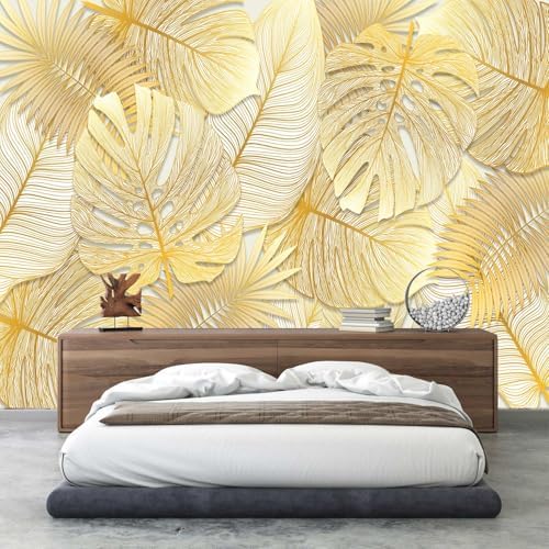 Gradually Changing Gold Texture Leaf Mural Peel and stick-58 x80 by GLWYHY