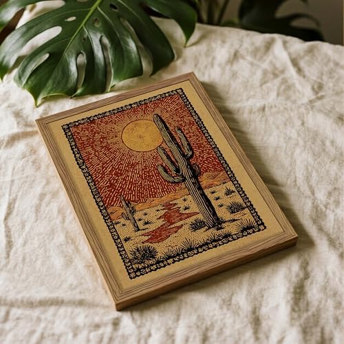 Framed Vintage Desert Cactus Wall Art, Desert Giant Cactus Canvas Print - Image 2