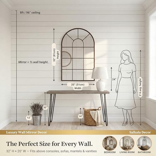 Black Arched Window Mirror | Farmhouse Decorative Wall Mirrors - Image 2
