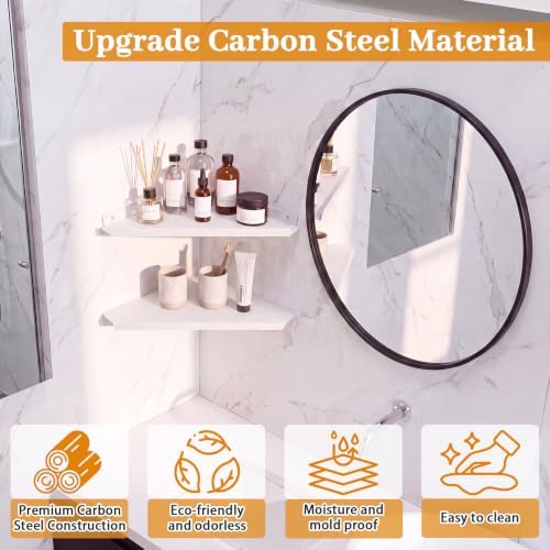 12" White Large Corner Floating Shelf Wall Mounted, Metal 2 Pcs - Image 4