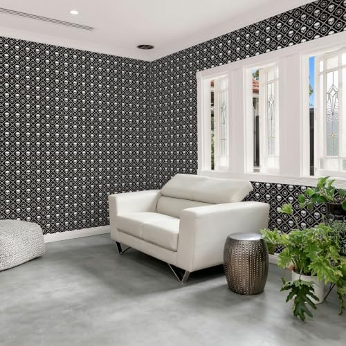 FLFK Peel and Stick Wallpaper Skull and Eyeballs Black Wallpaper 16" x 128" - Image 2