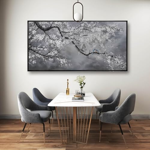 Plum Blossom Wall Art Framed Wall Art Decor Canvas Birds Wall Decorations - Image 5