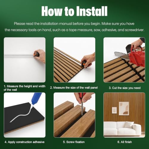 NeatiEase 4 Pack Acoustic Wall Panels, 94.5"x12" Wood Slat Wall Panel - Image 6