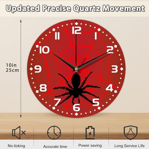 Spider On Spider Web Wall Clock Vintage Wooden Wall Clock Silent Non-Ticking - Image 2