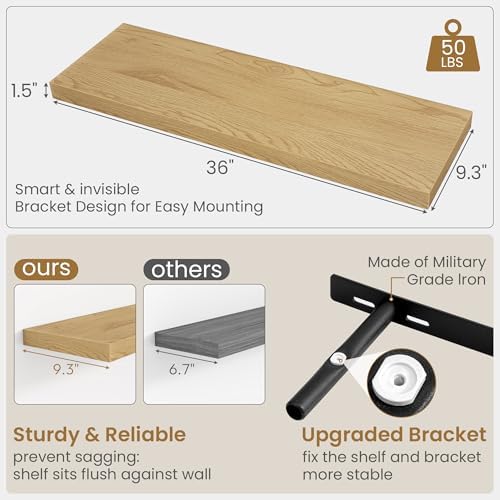 36 Inch Long Floating Shelves for Wall, 9.3 Inch Deep Floating Shelf - Image 3