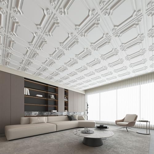 Art3d 12-Pack Waterproof Drop Relief Ceiling Tiles, 24 x 24 in, Cloud-White - Image 7