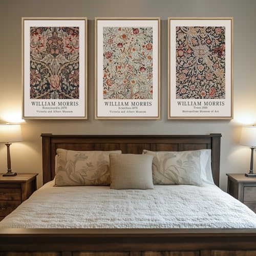 Large Framed William Morris Floral Canvas Wall Art - Image 3