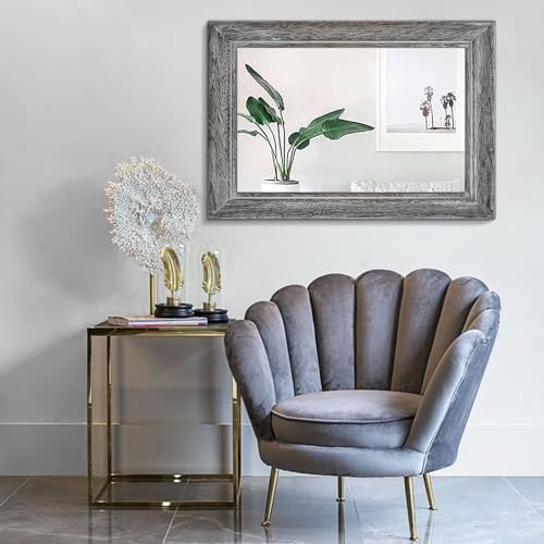 Large Rustic Wall Mirror with Wood Frame Farmhouse Rectangle Mirrors 26"x18" - Image 5