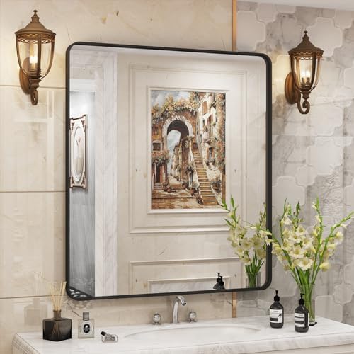 32x36 Inch Black Metal Framed Bathrrom Mirror by CHARMOR