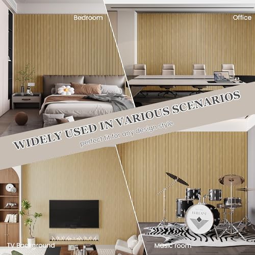 2 Pack 105.9" x 12.6" x 0.8" Acoustic Wall Panels Sound Absorbing, Wood Slat - Image 4